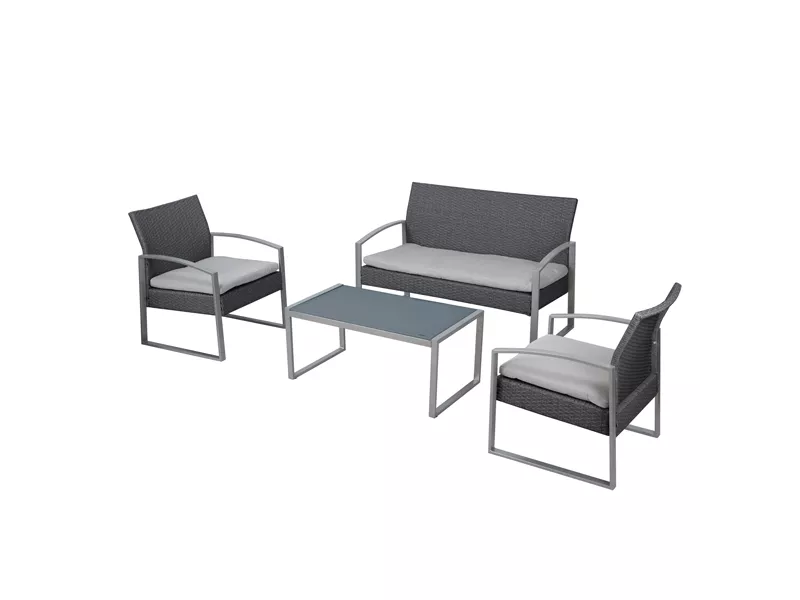 Set Salotto per Esterni Alecante Garden Friend - S1304523 (Conf. 4 Bianco e Grigio)