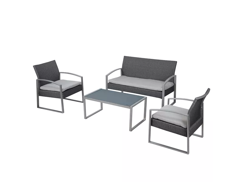 Set Salotto per Esterni Alicante Garden Friend - S1304522 (Conf. 4 Nero e Grigio)
