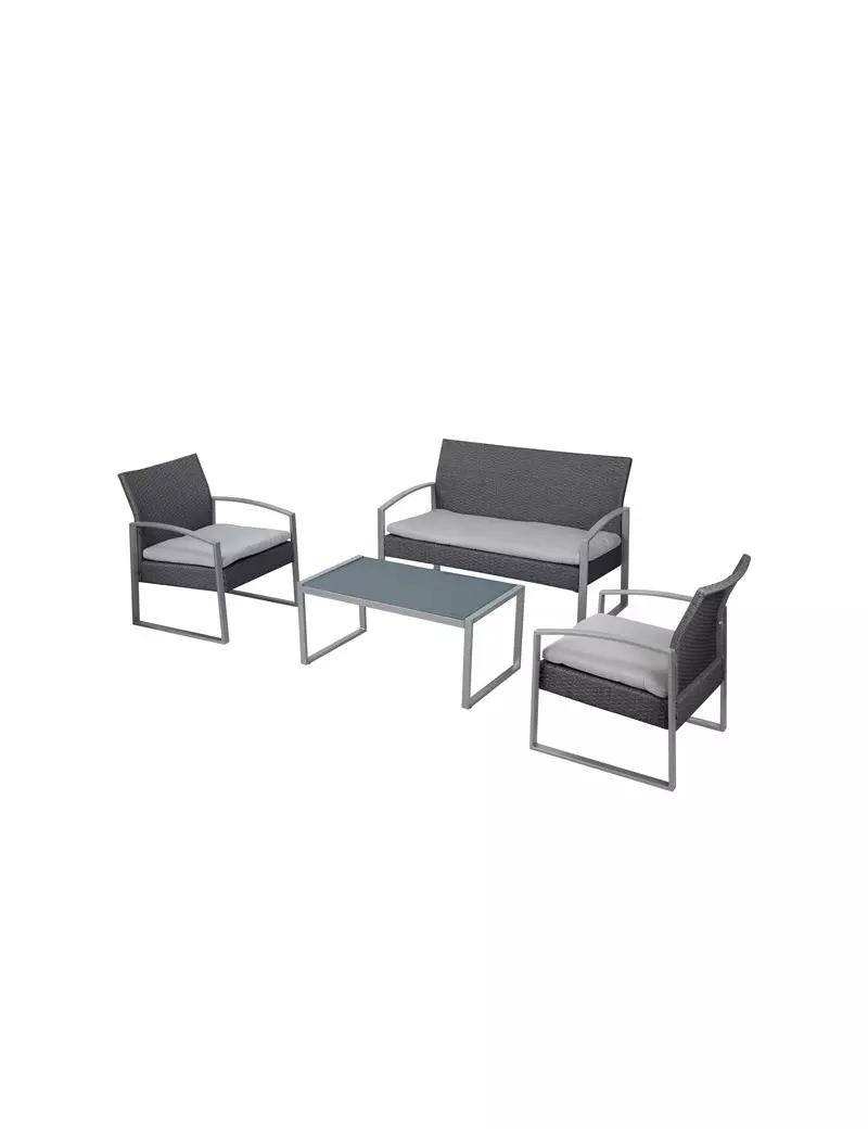 Set Salotto per Esterni Alicante Garden Friend - S1304522 (Conf. 4 Nero e Grigio) Set Salotto per Esterni Alicante Garden Friend - S1304522 (Conf. 4 Nero e Grigio)