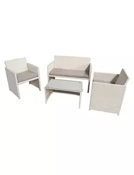 Set Salotto per Esterni Valencia Garden Friend - S1383023 (Conf. 4 Bianco e Grigio)