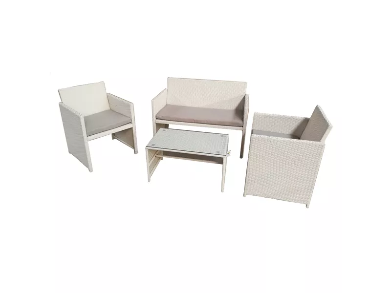 Set Salotto per Esterni Valencia Garden Friend - S1383023 (Conf. 4 Bianco e Grigio)