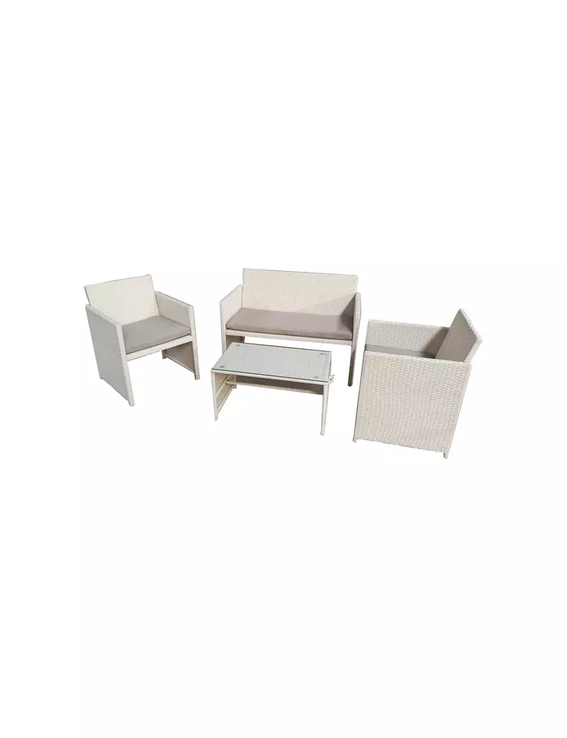 Set Salotto per Esterni Valencia Garden Friend - S1383023 (Conf. 4 Bianco e Grigio)