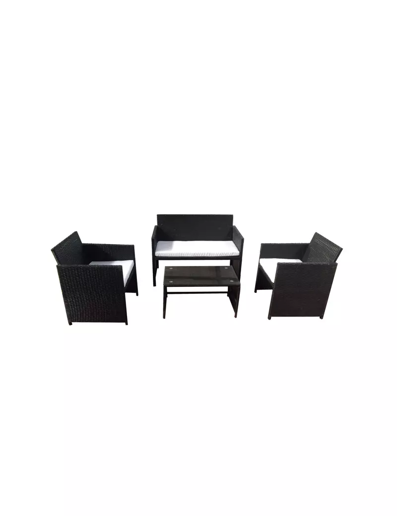 Set Salotto per Esterni Valencia Garden Friend - S1383022 (Conf. 4 Bianco e Nero)