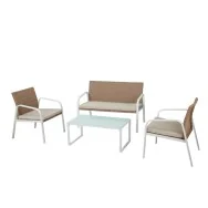 Set Salotto per Esterni Madeira Garden Friend - S1304401 (Conf. 4 Bianco e Beige)