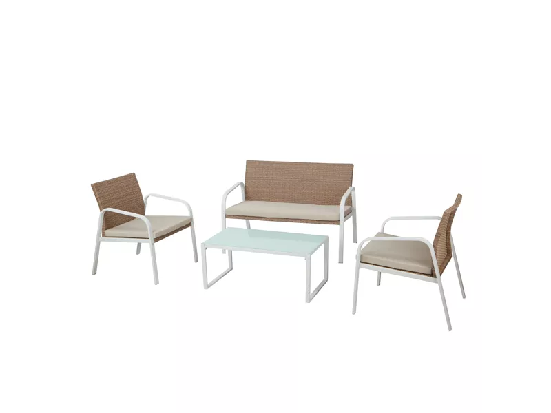 Set Salotto per Esterni Madeira Garden Friend - S1304401 (Conf. 4 Bianco e Beige)