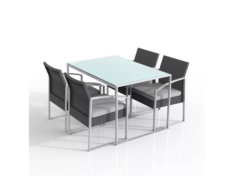 Set Pranzo per Esterni Bilbao Garden Friend - S1304592 (Conf. 5 Nero e Grigio)