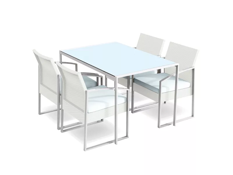 Set Pranzo per Esterni Bilbao Garden Friend - S1304593 (Conf. 5 Bianco e Grigio)