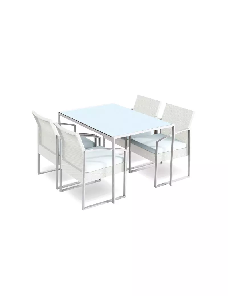 Set Pranzo per Esterni Bilbao Garden Friend - S1304593 (Conf. 5 Bianco e Grigio) Set Pranzo per Esterni Bilbao Garden Friend - S1304593 (Conf. 5 Bianco e Grigio)