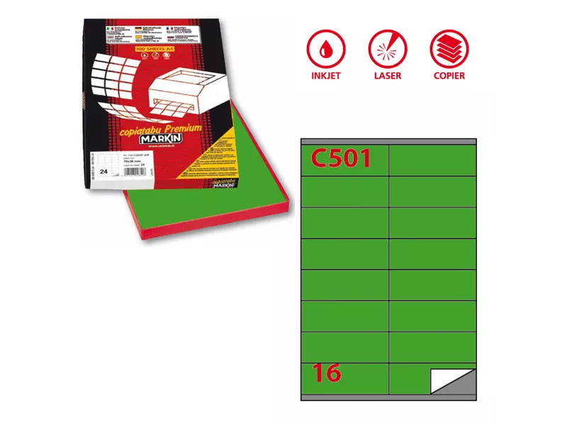 Etichette Adesive Markin - A4 - 105x36 mm - X210C501VE (Verde Conf. 100)