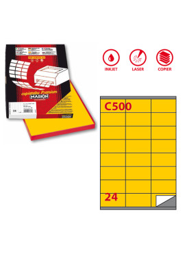 Etichette Adesive Markin - A4 - 70x36 mm - X210C500GI (Giallo Conf. 100)