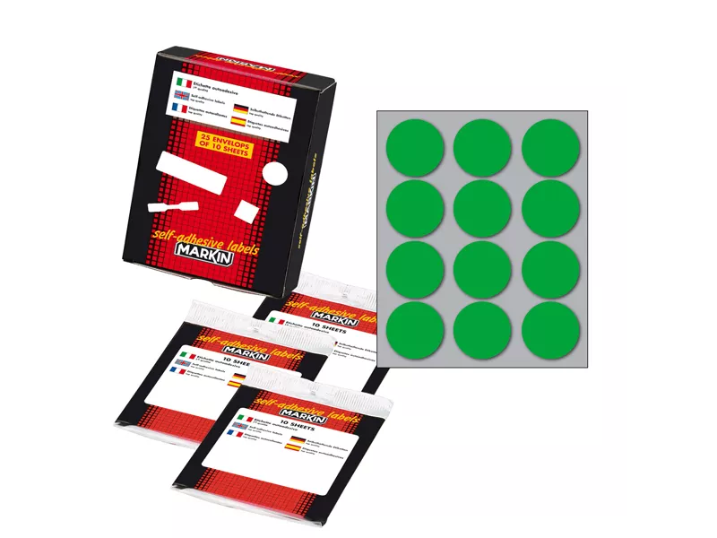 Etichette Adesive Rotonde Markin - Ø34 mm - 10009VE (Verde Conf. 10)