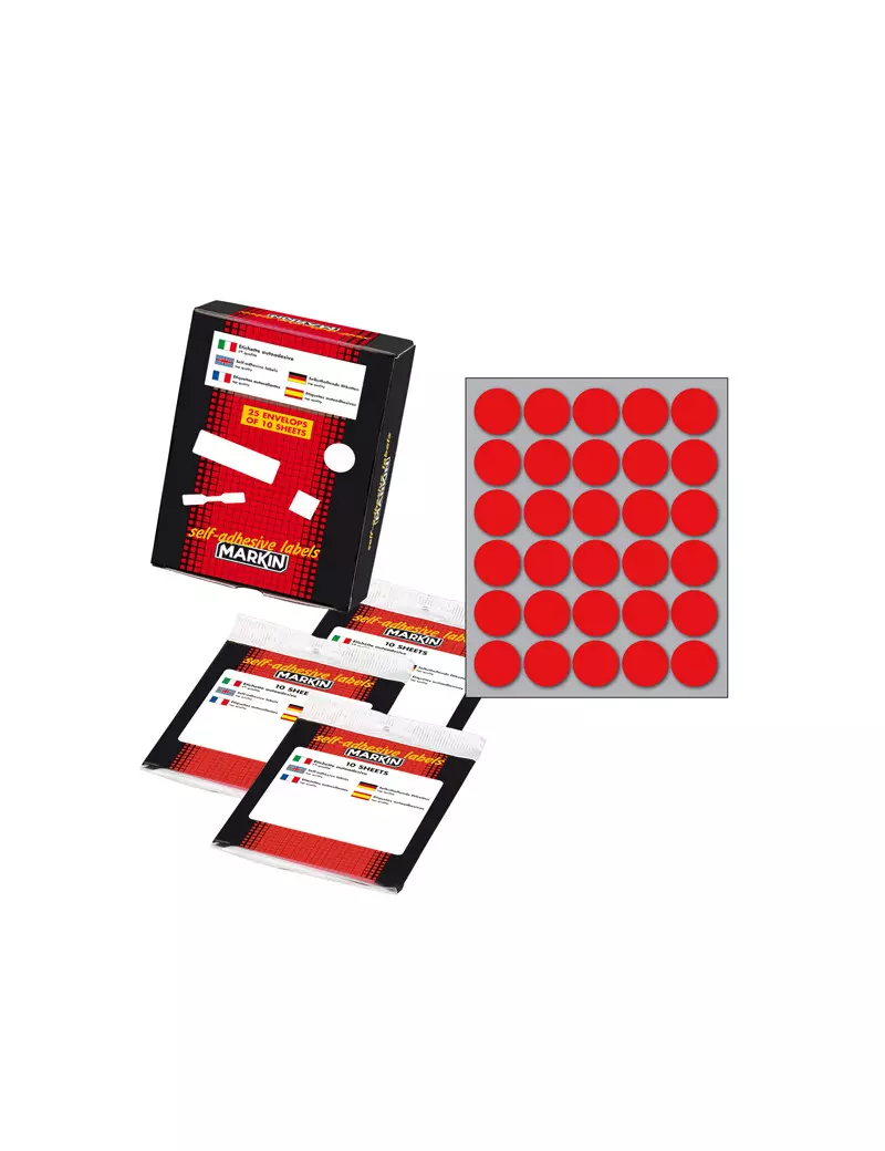 Etichette Adesive Rotonde Markin - Ø22 mm - 10007RO (Rosso Conf. 10) Etichette Adesive Rotonde Markin - Ø22 mm - 10007RO (Rosso Conf. 10)