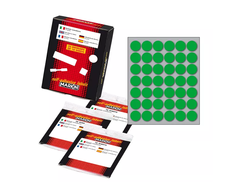 Etichette Adesive Rotonde Markin - Ø18 mm - 10007RO (Rosso Conf. 10)