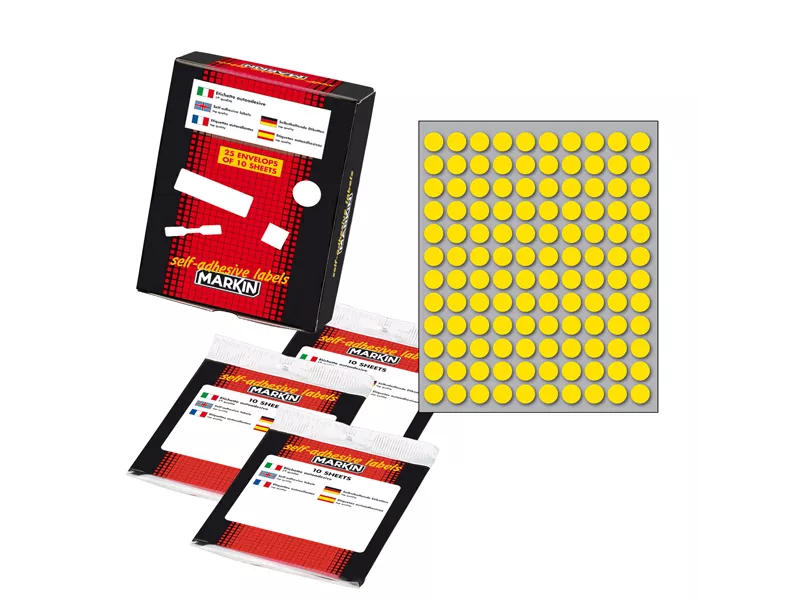 Etichette Adesive Rotonde Markin - Ø10 mm - 10004GI (Giallo Conf. 10) Etichette Adesive Rotonde Markin - Ø10 mm - 10004GI (Giallo Conf. 10)