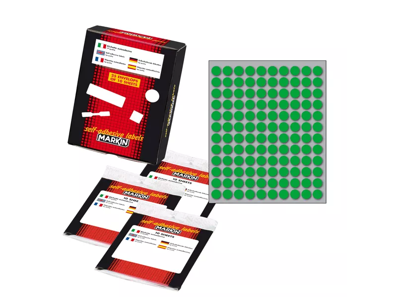 Etichette Adesive Rotonde Markin - Ø10 mm - 10004VE (Verde Conf. 10)
