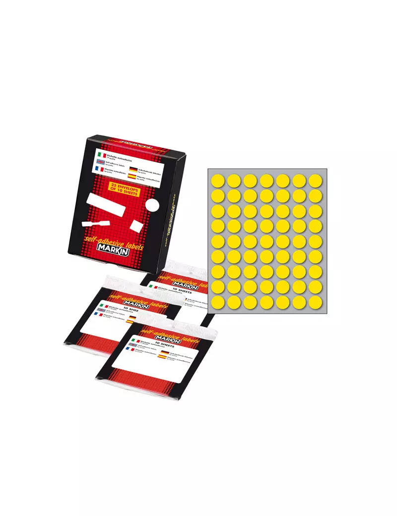 Etichette Adesive Rotonde Markin - Ø14 mm - 10005GI (Giallo Conf. 10) Etichette Adesive Rotonde Markin - Ø14 mm - 10005GI (Giallo Conf. 10)