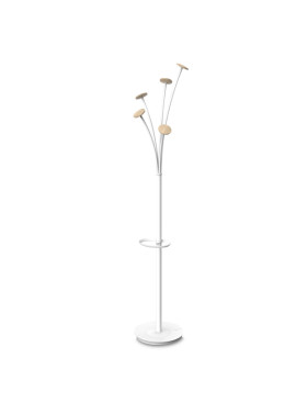 Appendiabiti da Terra Festival BC Alba - 5 Posti - 175 cm - PMFESTW BC (Bianco e Legno)