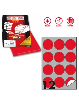 Etichette Adesive Rotonde R310 Markin - Ø60 mm - X210R310F-RO (Rosso Fluo Conf. 100)