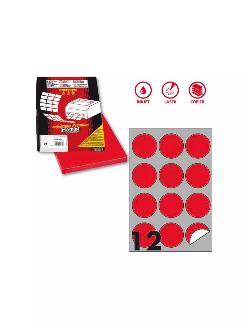 Etichette Adesive Rotonde R310 Markin - Ø60 mm - X210R310F-RO (Rosso Fluo Conf. 100) Etichette Adesive Rotonde R310 Markin - Ø60 mm - X210R310F-RO (Rosso Fluo Conf. 100)