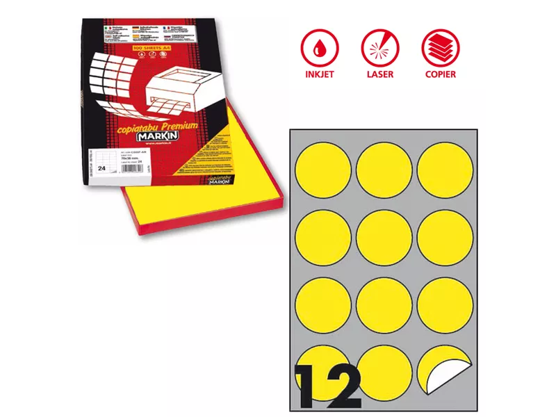 Etichette Adesive Rotonde R310 Markin - Ø60 mm - X210R310F-GI (Giallo Fluo Conf. 100)