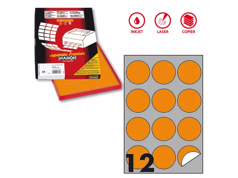 Etichette Adesive Rotonde R310 Markin - Ø60 mm - X210R310F-GI (Giallo Fluo Conf. 100)