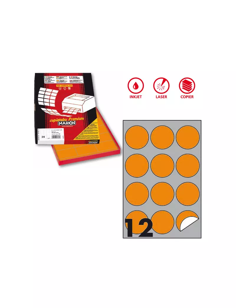 Etichette Adesive Rotonde R310 Markin - Ø60 mm - X210R310F-GI (Giallo Fluo Conf. 100) Etichette Adesive Rotonde R310 Markin - Ø60 mm - X210R310F-GI (Giallo Fluo Conf. 100)