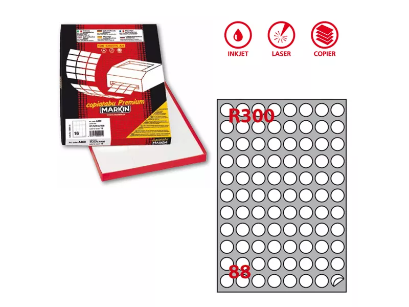 Etichette Adesive Rotonde R300 Markin - Ø20 mm - 210R300 (Bianco Conf. 100)