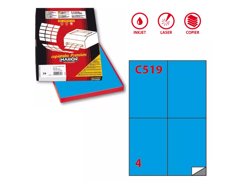 Etichette Adesive Markin - A4 - 105x48 mm - X210C519BL (Blu Conf. 100)