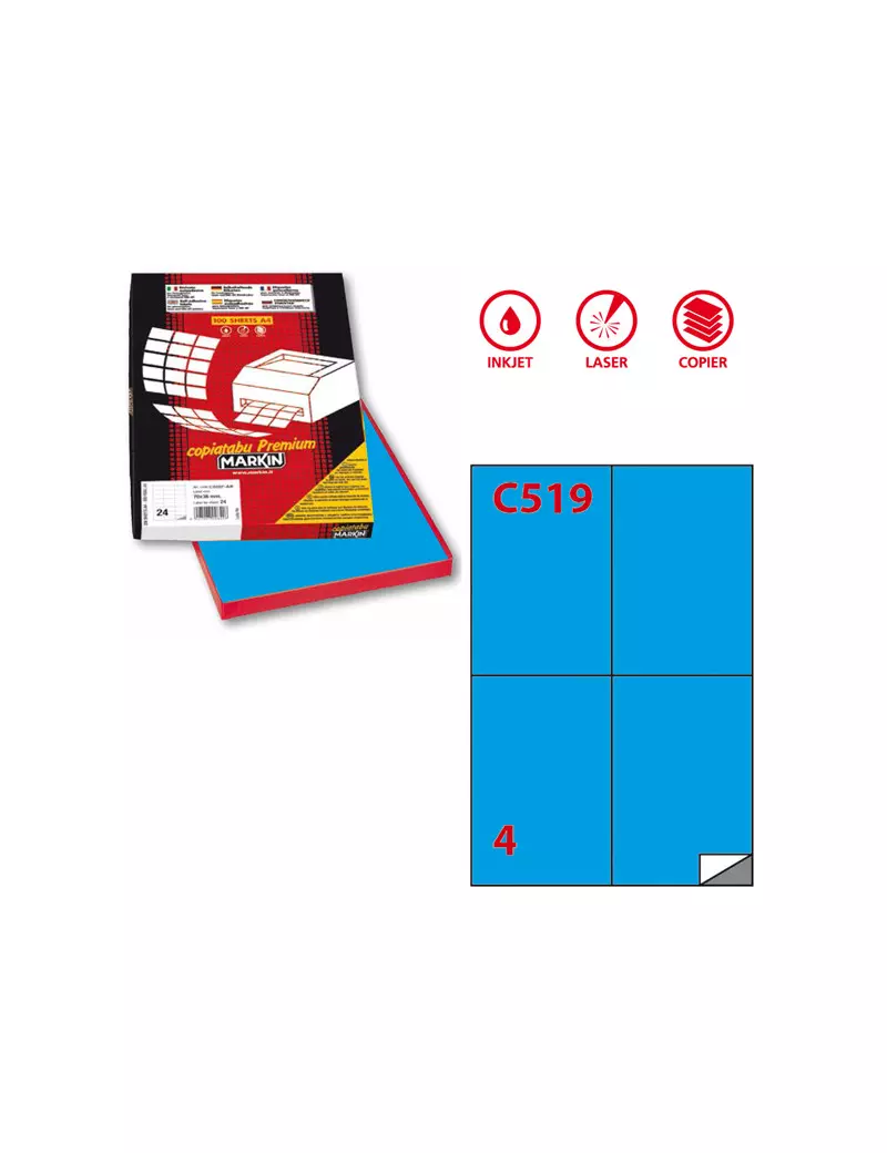 Etichette Adesive Markin - A4 - 105x48 mm - X210C519BL (Blu Conf. 100) Etichette Adesive Markin - A4 - 105x48 mm - X210C519BL (Blu Conf. 100)