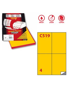 Etichette Adesive Markin - A4 - 105x48 mm - X210C519GI (Giallo Conf. 100)