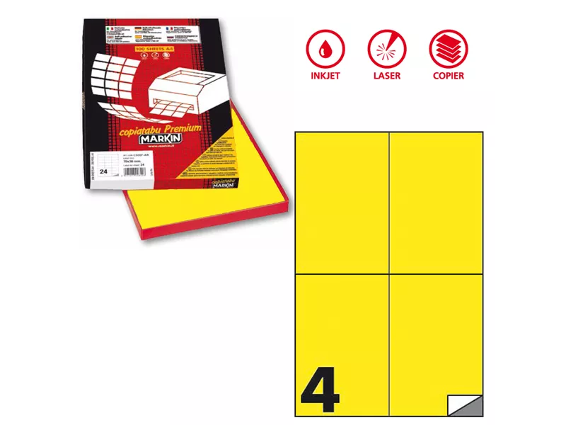 Etichette Adesive Markin - A4 - 105x48 mm - X210C519F-GI (Giallo Fluo Conf. 100)