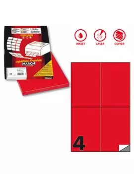 Etichette Adesive Markin - A4 - 105x48 mm - X210C519F-RO (Rosso Fluo Conf. 100)