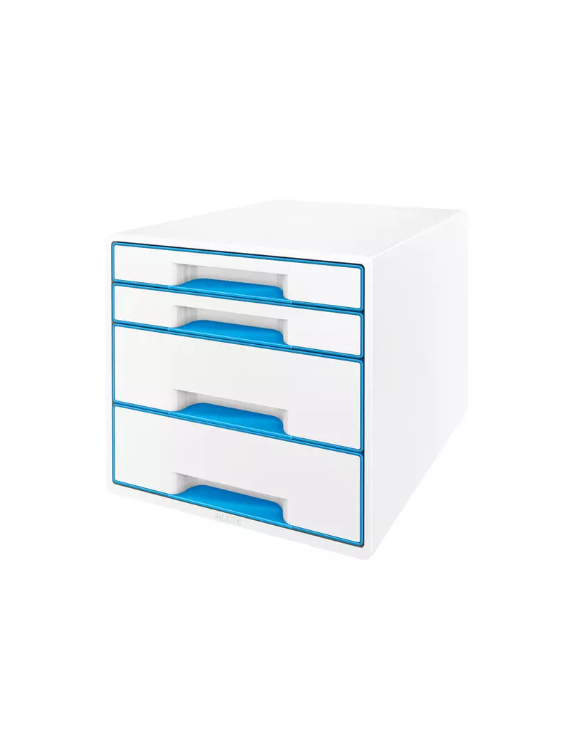 Cassettiera Drawer Cabinet Cube 4 Leitz - 28,7X27,36,3 cm - 4 Cassetti - 52132036 (Bianco e Azzurro)