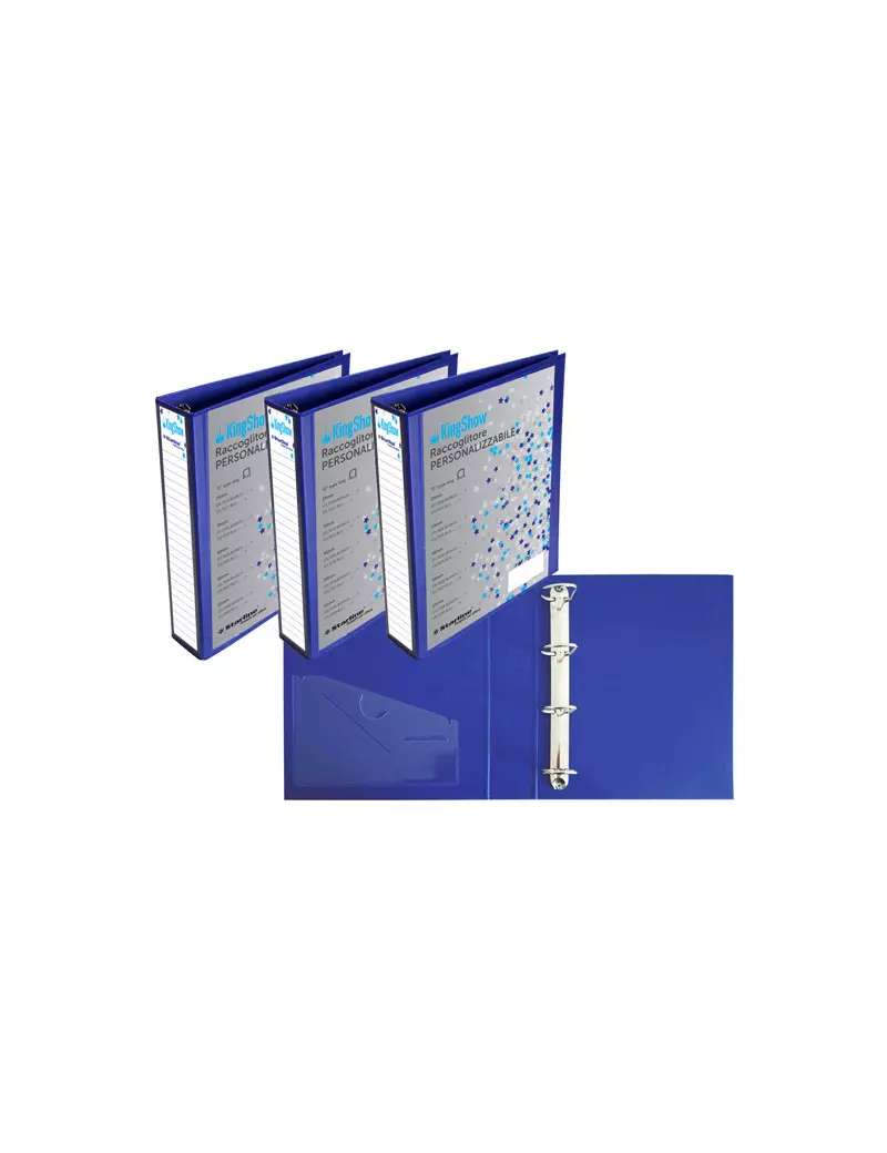 Raccoglitore Personalizzabile KingShow Starline - A4 - 4 Anelli a D Ø30 mm (Blu) Raccoglitore Personalizzabile KingShow Starline - A4 - 4 Anelli a D Ø30 mm (Blu)