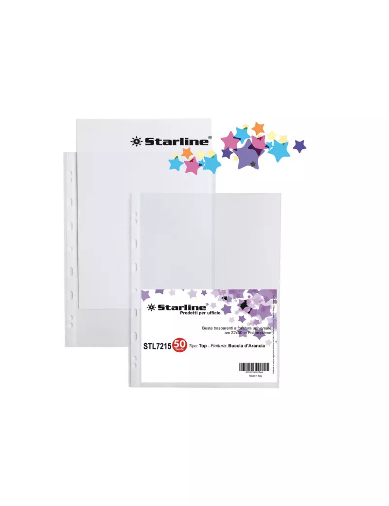 Busta a Perforazione Universale Top Starline - 22x30 cm - Goffrata Alto Spessore (Trasparente Conf. 50) Busta a Perforazione Universale Top Starline - 22x30 cm - Goffrata Alto Spessore (Trasparente Conf. 50)