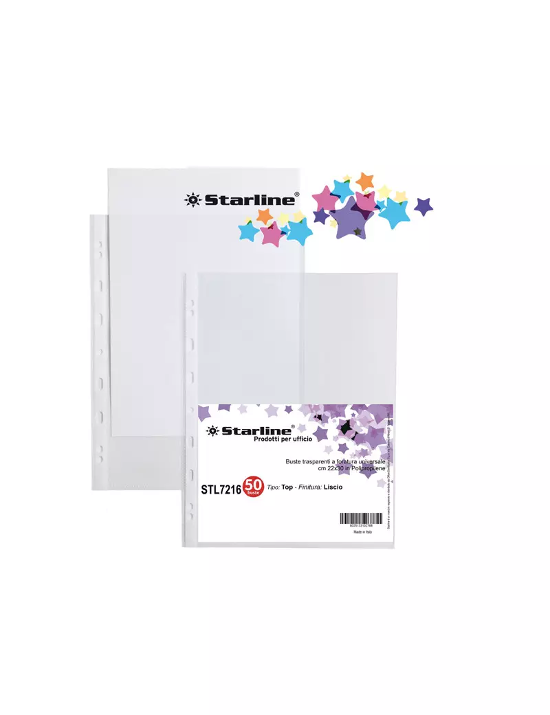 Busta a Perforazione Universale Top Starline - 22x30 cm - Liscia Alto Spessore (Trasparente Conf. 50) Busta a Perforazione Universale Top Starline - 22x30 cm - Liscia Alto Spessore (Trasparente Conf. 50)