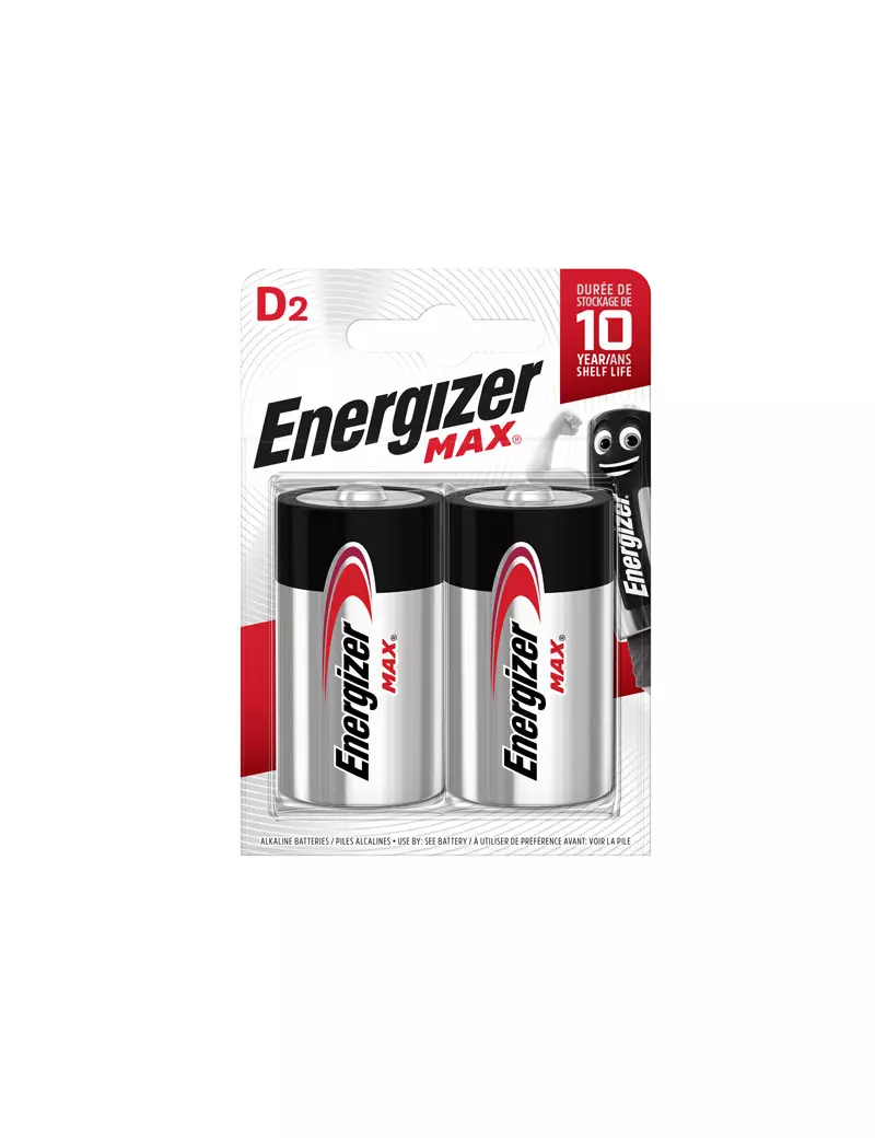 Pila Energizer Max - Torcia D - 1,5 V - E301533400 (Conf. 2) Pila Energizer Max - Torcia D - 1,5 V - E301533400 (Conf. 2)