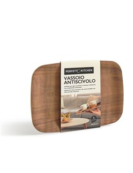 Vassoio Antiscivolo in Legno di Frassino Perfetto - 28x20 cm - 29017 (Marrone)