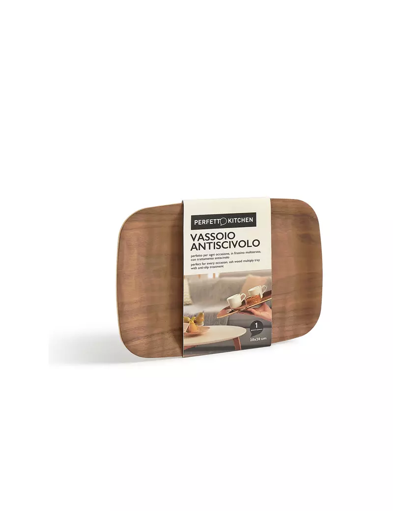 Vassoio Antiscivolo in Legno di Frassino Perfetto - 28x20 cm - 29017 (Marrone) Vassoio Antiscivolo in Legno di Frassino Perfetto - 28x20 cm - 29017 (Marrone)