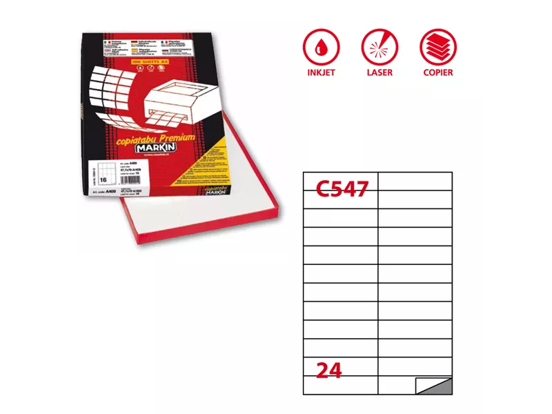 Etichette Adesive Markin - A4 - 105x25 mm - X210C547 (Bianco Conf. 100)