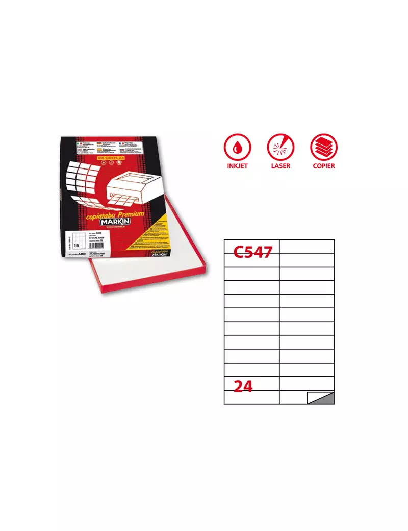 Etichette Adesive Markin - A4 - 105x25 mm - X210C547 (Bianco Conf. 100) Etichette Adesive Markin - A4 - 105x25 mm - X210C547 (Bianco Conf. 100)