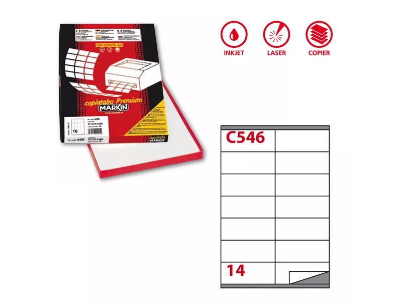 Etichette Adesive Markin - A4 - 105x40 mm - X210C546 (Bianco Conf. 100)