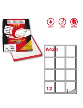 Etichette Adesive Markin - A4 - 63,5x72 mm - X210A420 (Bianco Conf. 100)