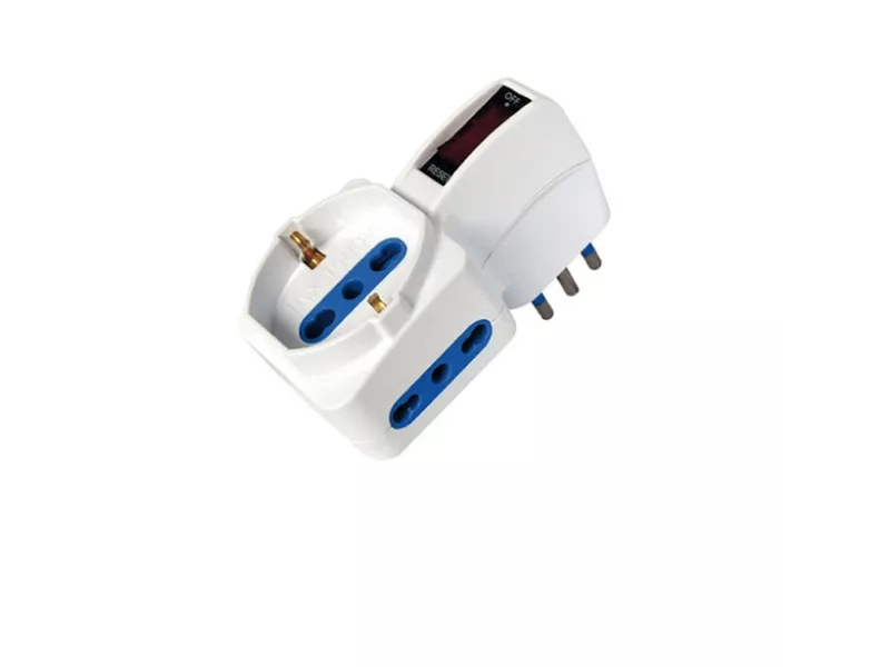 Adattatore di Rete Verticale MKC - Spina 16A - 2 Prese 10A - 492519356 (Bianco) Adattatore di Rete Verticale MKC - Spina 16A - 2 Prese 10A - 492519356 (Bianco)