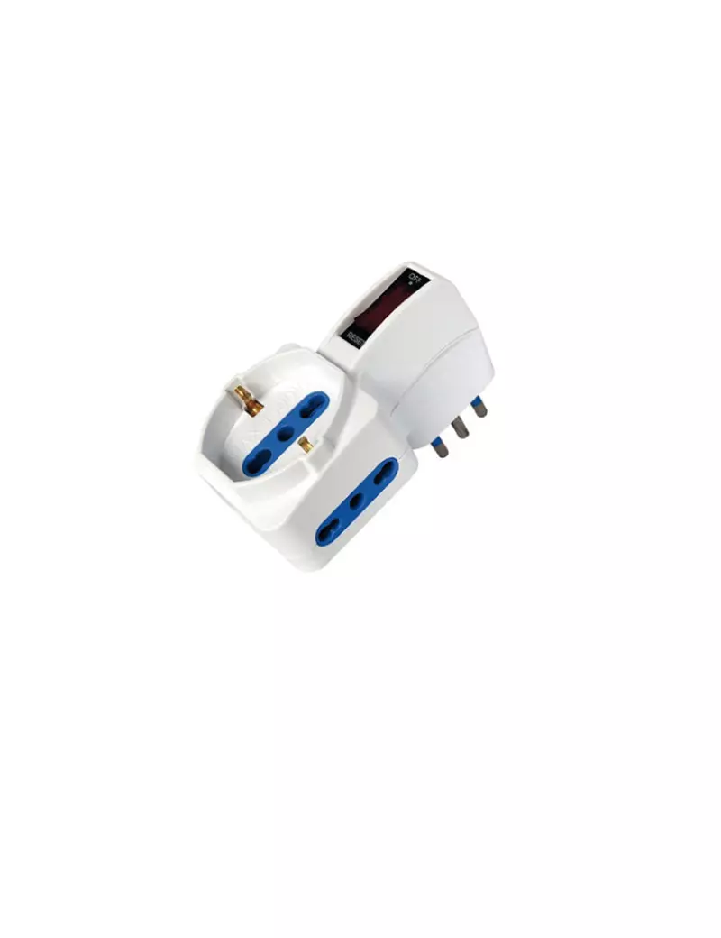 Adattatore di Rete Verticale MKC - Spina 16A - 2 Prese 10A - 492519356 (Bianco) Adattatore di Rete Verticale MKC - Spina 16A - 2 Prese 10A - 492519356 (Bianco)