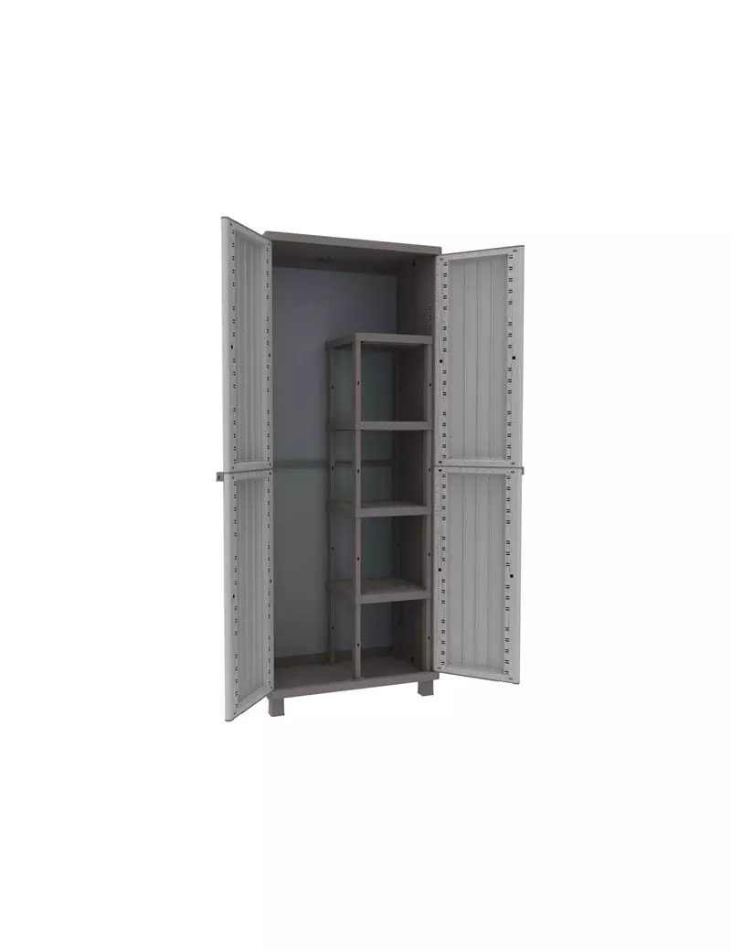 Armadio in Polipropilene JWood 368 Terry Store Age - Effetto Legno - 68x37,5x170 cm - 1002716 (Grigio Tortora)