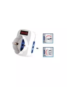 Adattatore di Rete Rotante con Interruttore MKC - Spina 16A - 2 Prese 10A - 492518057 (Bianco)