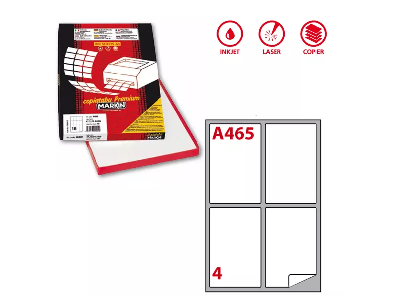 Etichette Adesive Markin - A4 - 139x99,1 mm - X210A465 (Bianco Conf. 100)