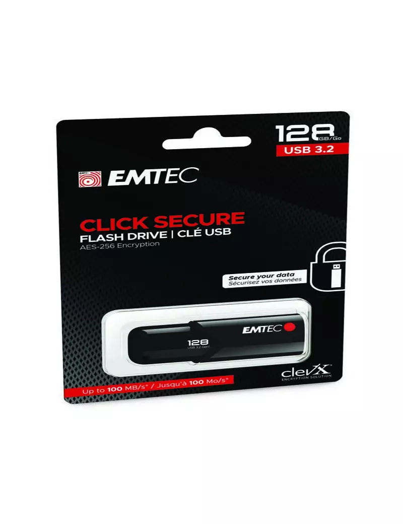 Pen Drive B120 Click&Secure Emtec - USB 3.2 - 128 GB - ECMMD128GB123 (Nero)