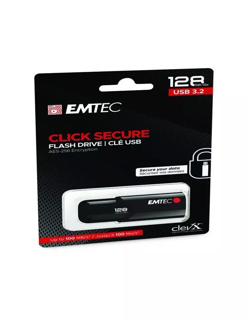 Pen Drive B120 Click&Secure Emtec - USB 3.2 - 128 GB - ECMMD128GB123 (Nero) Pen Drive B120 Click&Secure Emtec - USB 3.2 - 128 GB - ECMMD128GB123 (Nero)